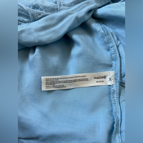 FREE PEOPLE MARINA MINI DRESS BLUE BELL, SQUARE NECKLINE, CRISSCROSS BACK TIE XS - Picture 14 of 16